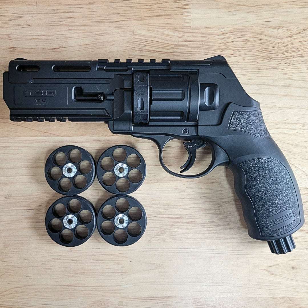 TR50 HDR RevolverTR50 HDR Revolver .50 Cal Pistol GEN3 T4E (With Gen2 CO2 Activation BuThis is the generation 3 model production valve with crimp and thread. It is the latest production with the reinforced valve for excellent reliability and durabilityNon Lethal Protection